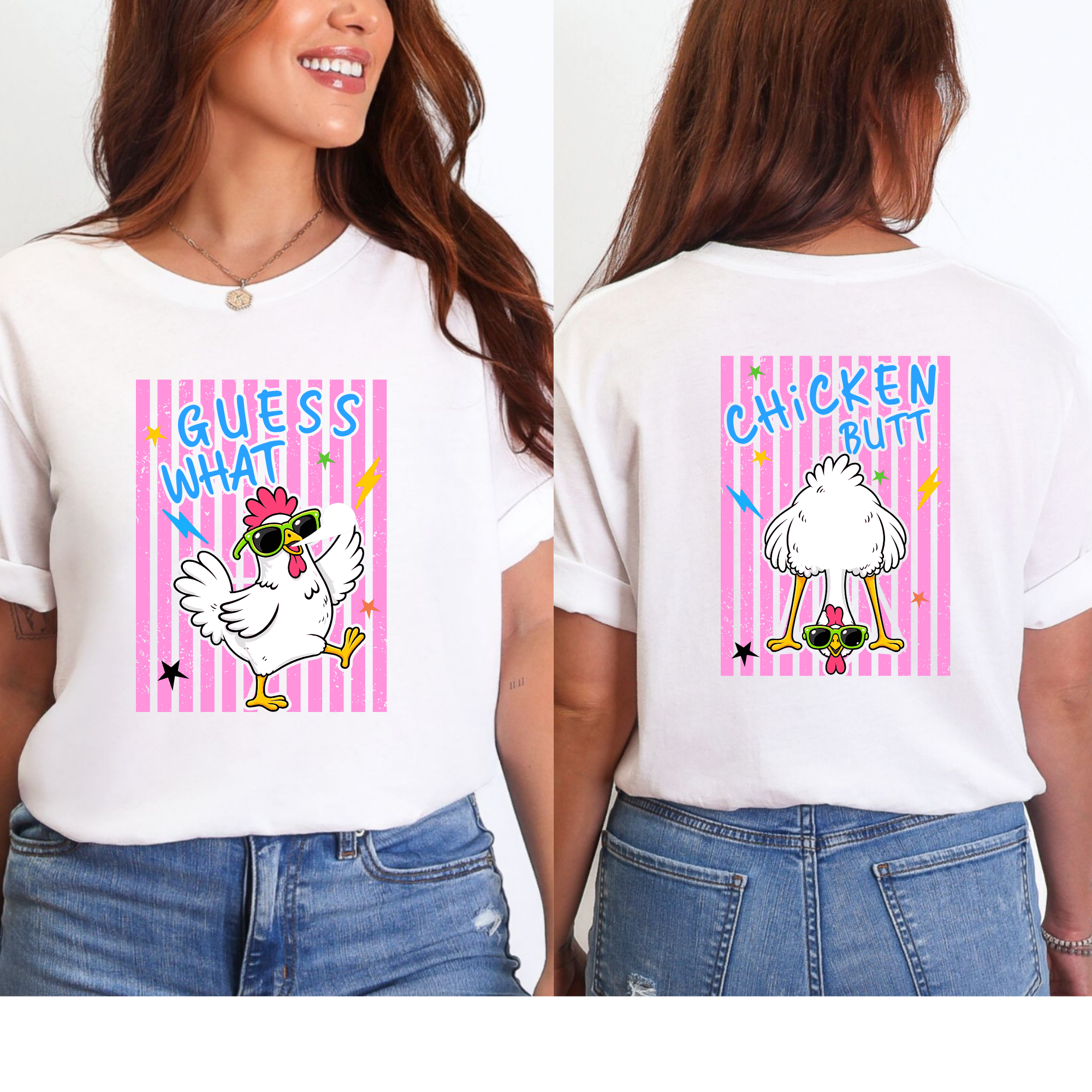 Guess What Chicken Butt Graphic Tee - White Tee