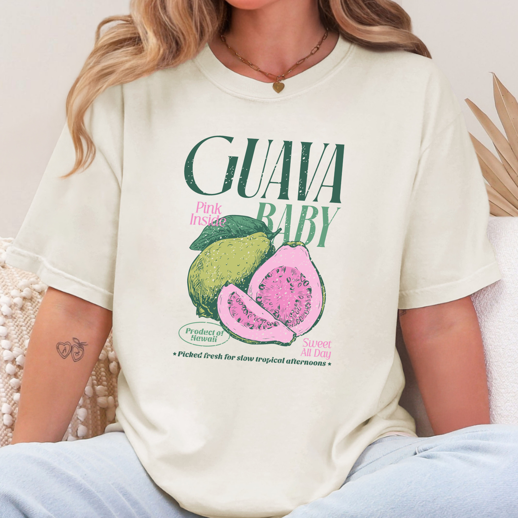 Retro Summer Fruits Graphic Tee - CC Ivory Tee - Guava Baby