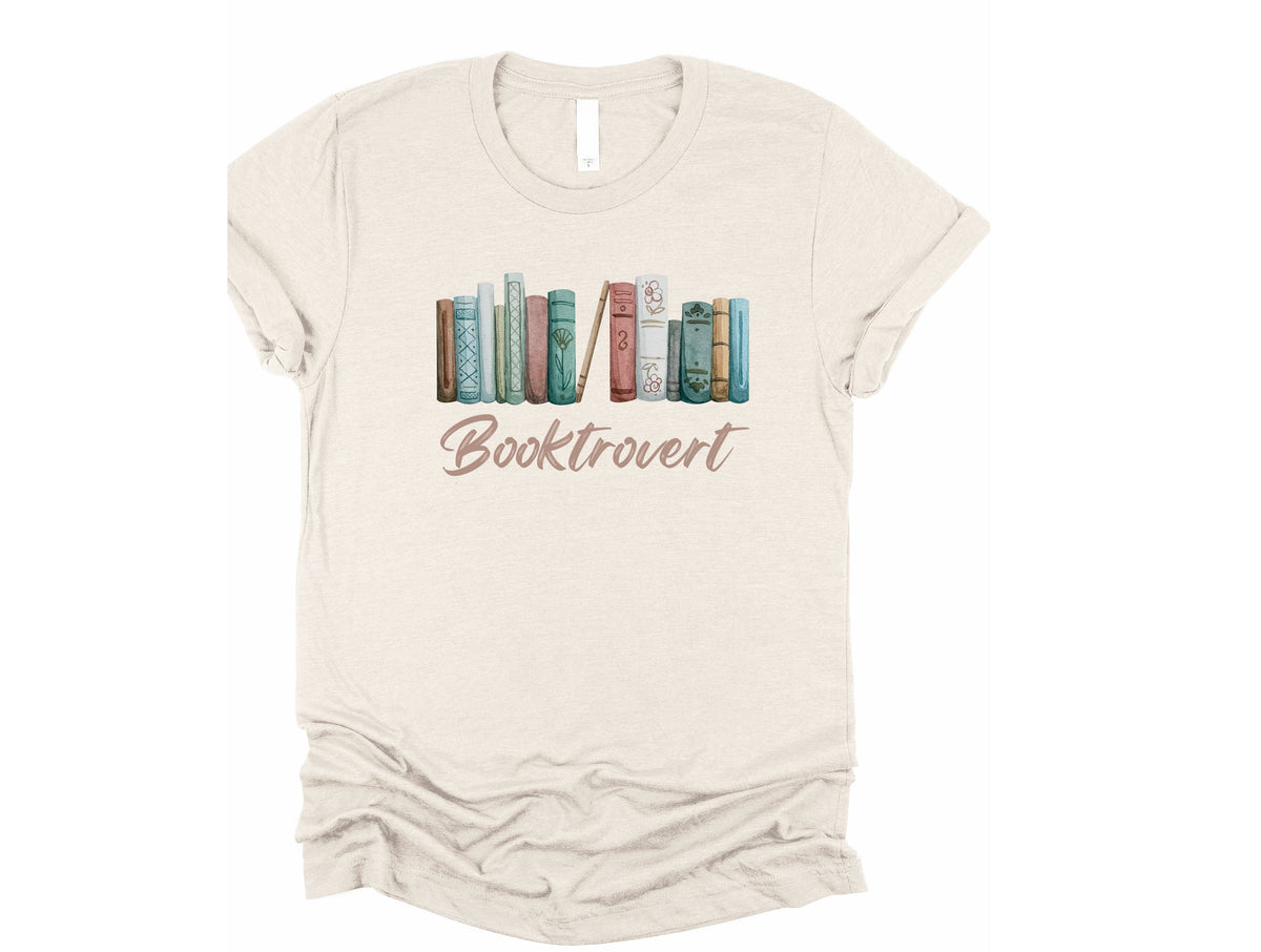 Booktrovert Graphic Tee - Heather Dust Tee